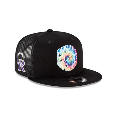 Black Colorado Rockies Hat - New Era MLB Groovy 9FIFTY Snapback Caps USA7145382